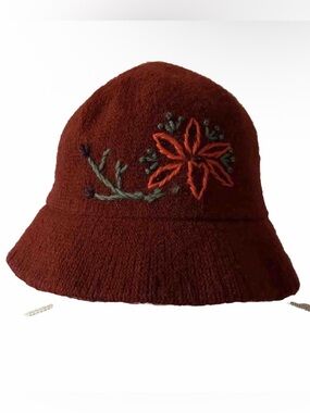 Vintage Y2K Gap Women's Bucket Hat Size M/L Embroidered Floral Burnt Orange